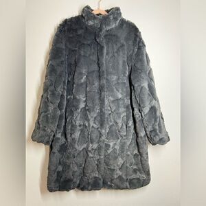 Elegant Gray Faux Fur Coat